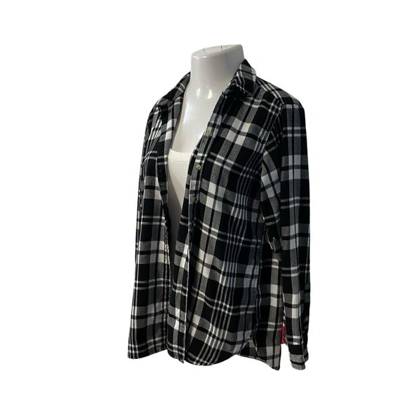 Upcycled Flannel Shirt Womens XL Rolling Stone Grunge Shacket Rock Concert Art - Picture 7 of 16